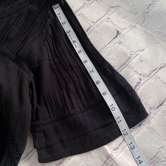 Free People Black Embroidered Lace Gauzy Mini Dress Perfectly Victorian S Boho - Picture 9 of 11